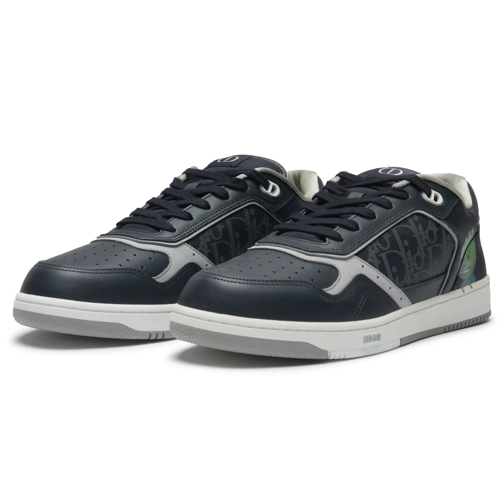 Front Side View of Dior B27 Otani Workshop Navy Smooth Calfskin Sneaker 3SN272ZZC_H530